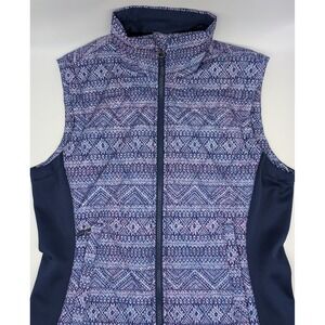 Marmot Women Small Colorful Quilted Puffer Vest‎ Full Zip Elastic Waist Aztec